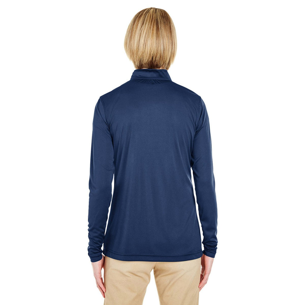 UltraClub Women's Navy Cool & Dry Sport Performance Interlock Quarter-Zip Pullover