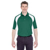 UltraClub Men's Forest Green/White Cool & Dry Sport Performance Colorblock Interlock Polo
