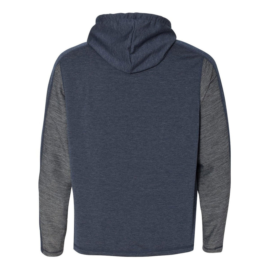 J. America Men's Navy Heather Omega Stretch Terry Hooded Pullover