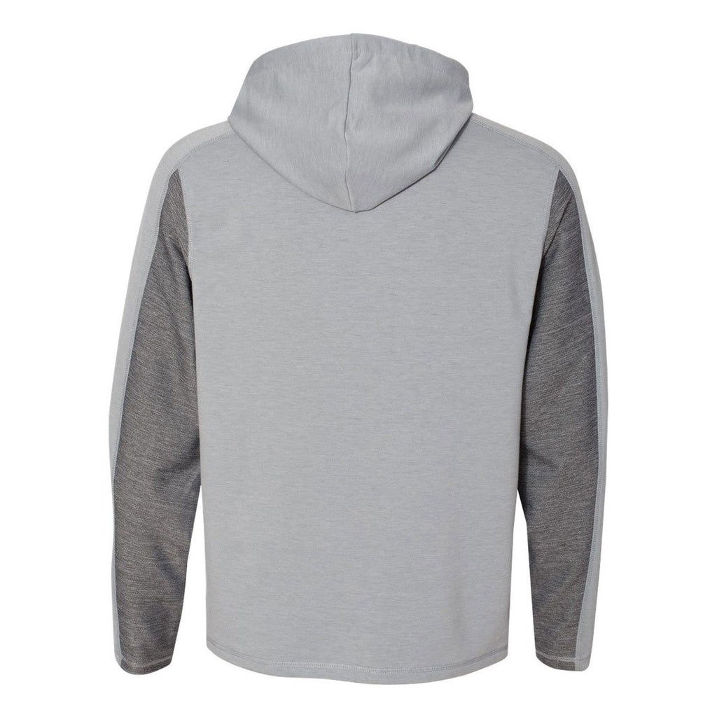 J. America Men's Silver Grey Heather Omega Stretch Terry Hooded Pullover