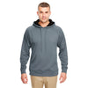 UltraClub Men's Smoke/Black Cool & Dry Sport Hooded Fleece