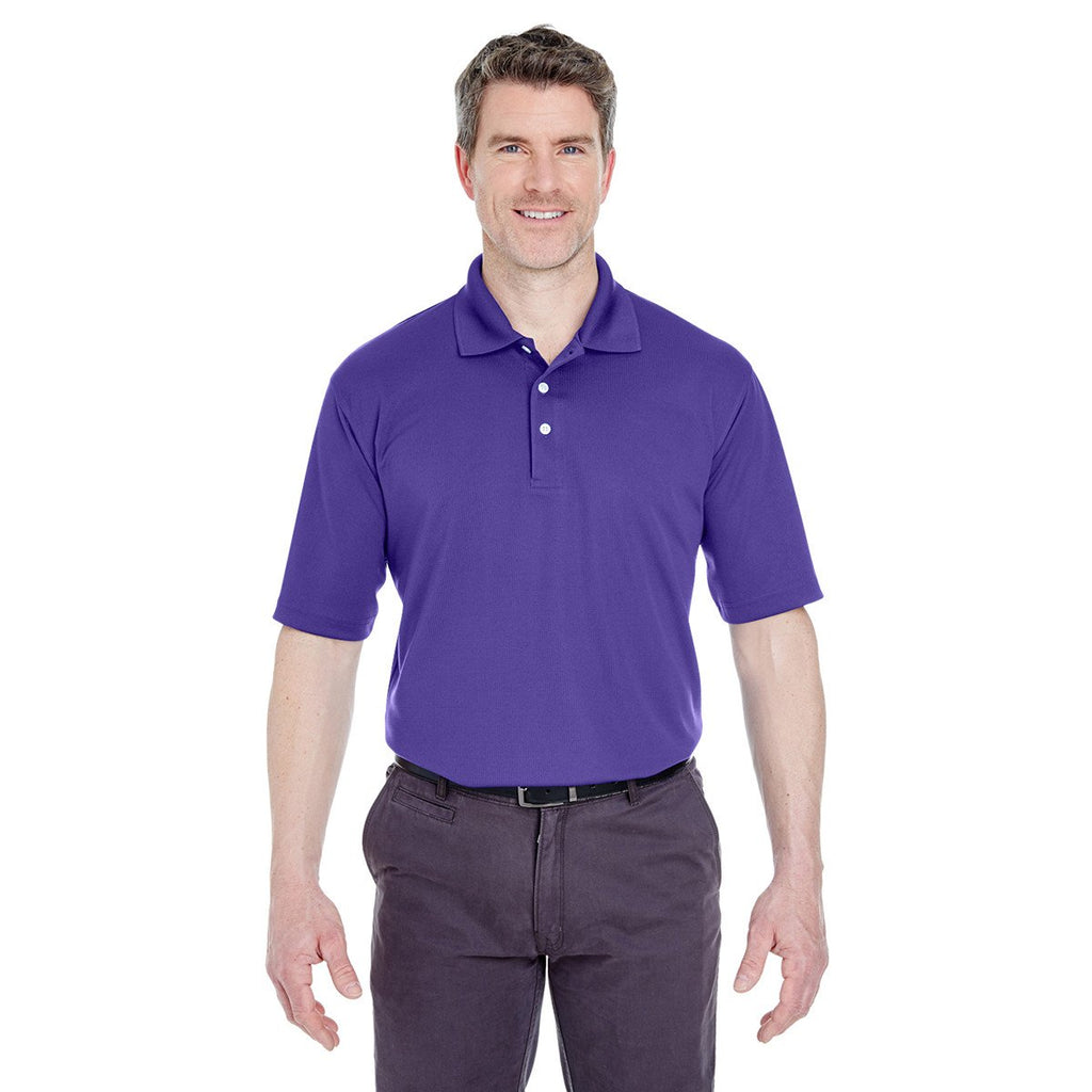 UltraClub Men's Purple Cool & Dry Stain-Release Performance Polo