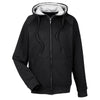 UltraClub Men's Black/Heather Grey Rugged Wear Thermal-Lined Full-Zip Hooded Fleece