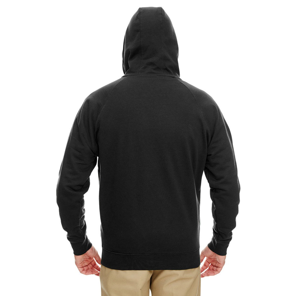 UltraClub Men's Black/Heather Grey Rugged Wear Thermal-Lined Full-Zip Hooded Fleece