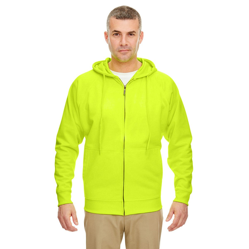 UltraClub Men's Lime Rugged Wear Thermal-Lined Full-Zip Hooded Fleece