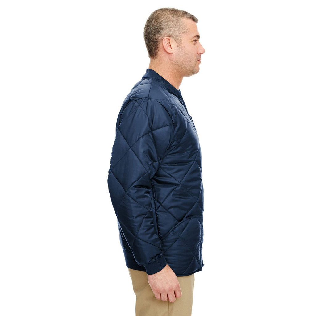 UltraClub Men's Navy Puffy Workwear Jacket with Quilted Lining