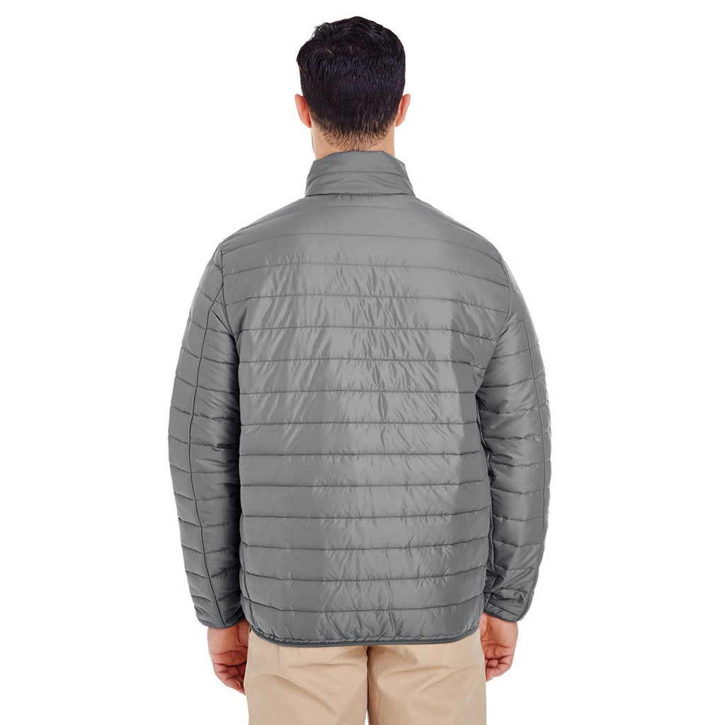 UltraClub Men's Silver Quilted Puffy Jacket