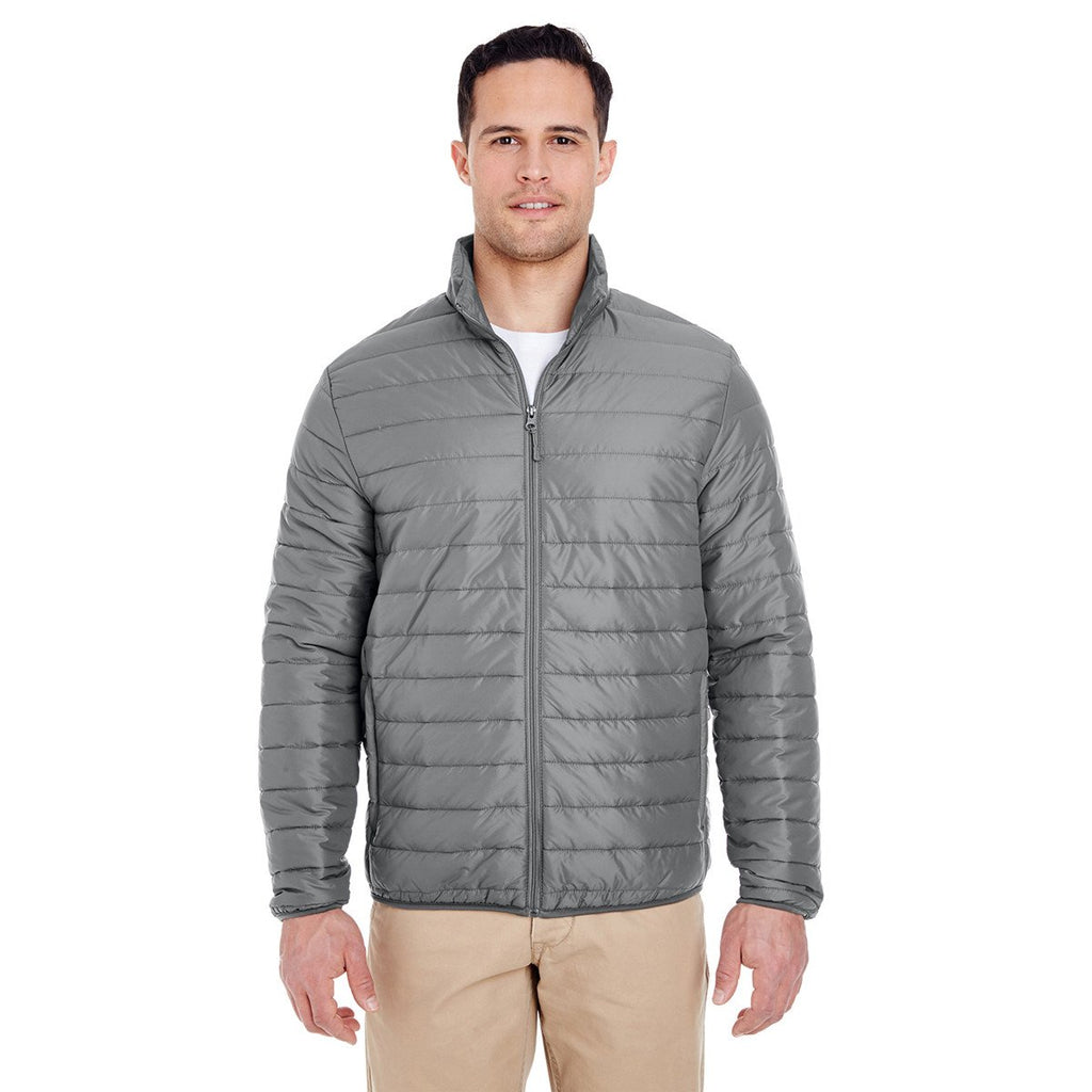 UltraClub Men's Silver Quilted Puffy Jacket