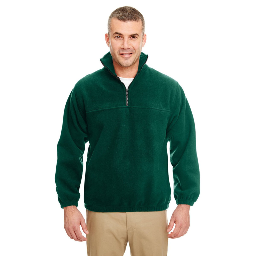 UltraClub Men's Forest Green Iceberg Fleece Quarter-Zip Pullover