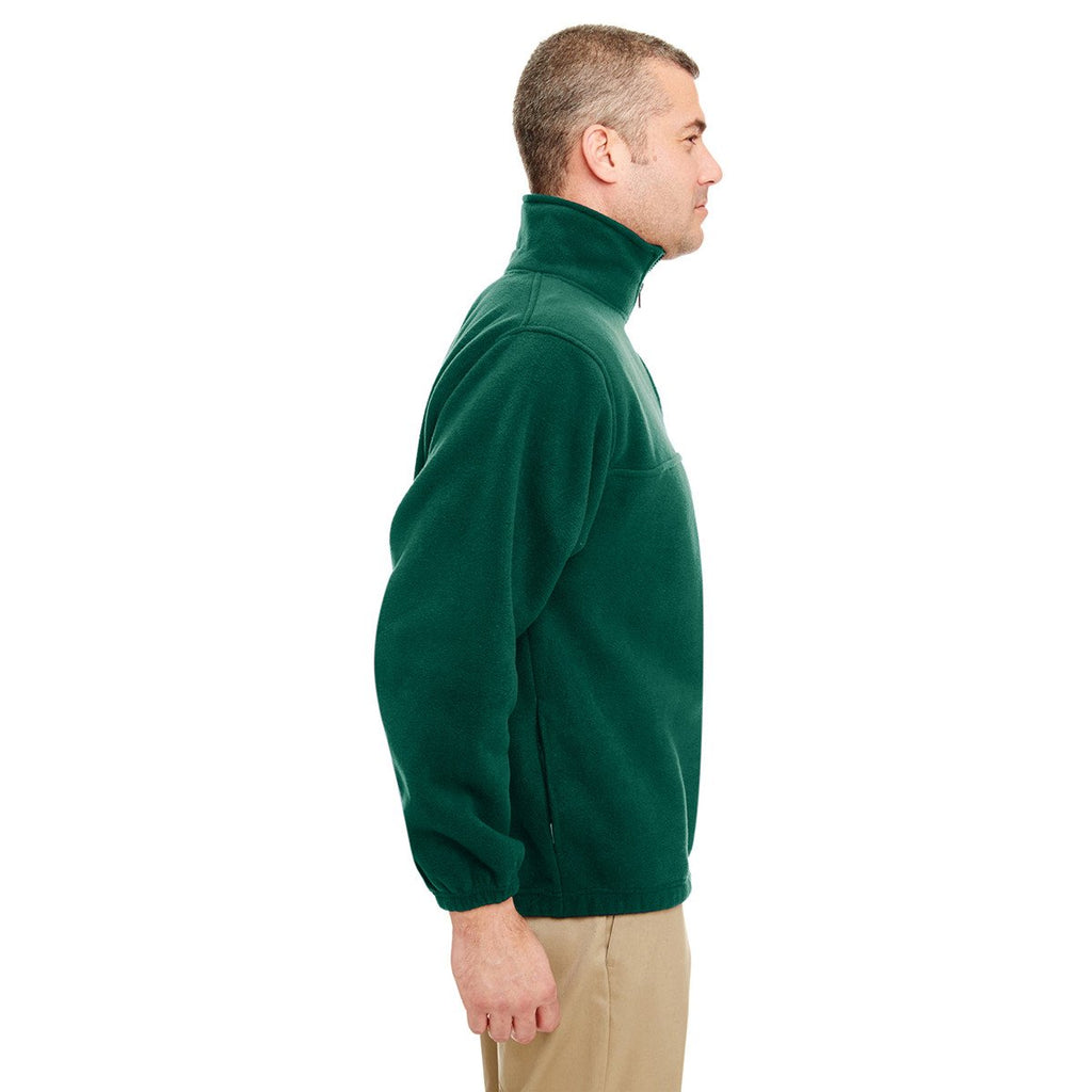 UltraClub Men's Forest Green Iceberg Fleece Quarter-Zip Pullover