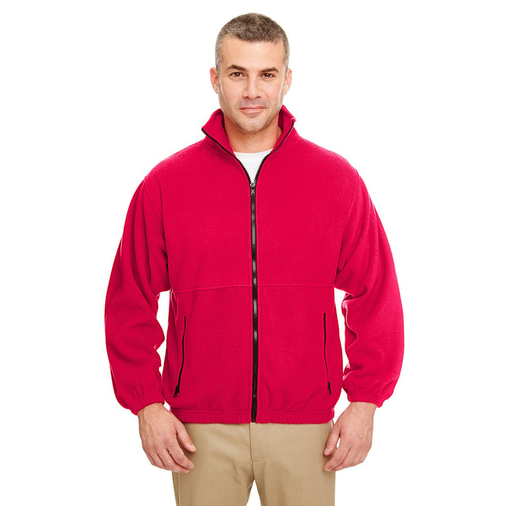 UltraClub Men's Red Iceberg Fleece Full-Zip Jacket