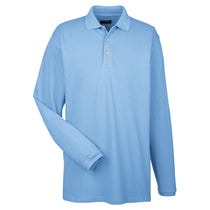 UltraClub Men's Cornflower Long-Sleeve Classic Pique Polo