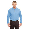 UltraClub Men's Cornflower Long-Sleeve Classic Pique Polo