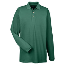 UltraClub Men's Forest Green Long-Sleeve Classic Pique Polo