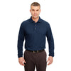 UltraClub Men's Navy Long-Sleeve Classic Pique Polo