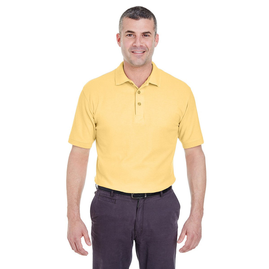 UltraClub Men's Yellow Whisper Pique Polo
