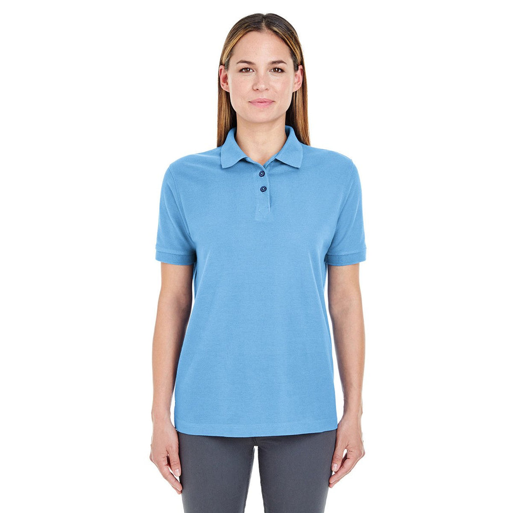 UltraClub Women's Cornflower Whisper Pique Polo