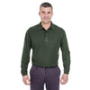 UltraClub Men's Forest Green Long-Sleeve Whisper Pique Polo