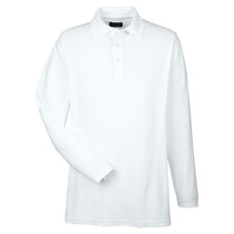 UltraClub Men's White Long-Sleeve Whisper Pique Polo