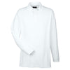 UltraClub Men's White Long-Sleeve Whisper Pique Polo