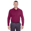 UltraClub Men's Wine Long-Sleeve Whisper Pique Polo