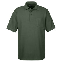 UltraClub Men's Forest Green Whisper Pique Polo with Pocket