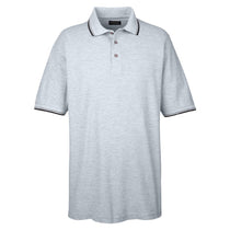 UltraClub Men's Heather/Black Short-Sleeve Whisper Pique Polo with Tipped Collar and Cuffs