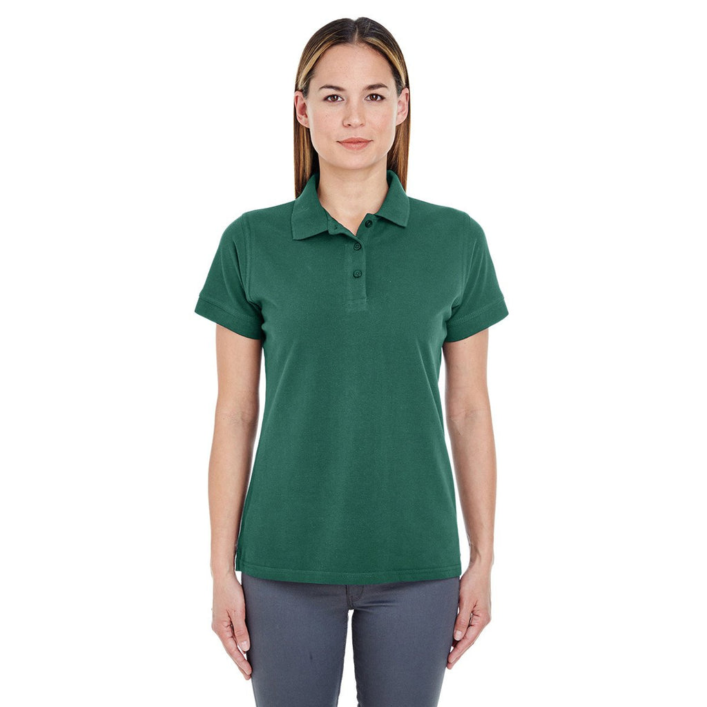 UltraClub Women's Forest Green Basic Pique Polo