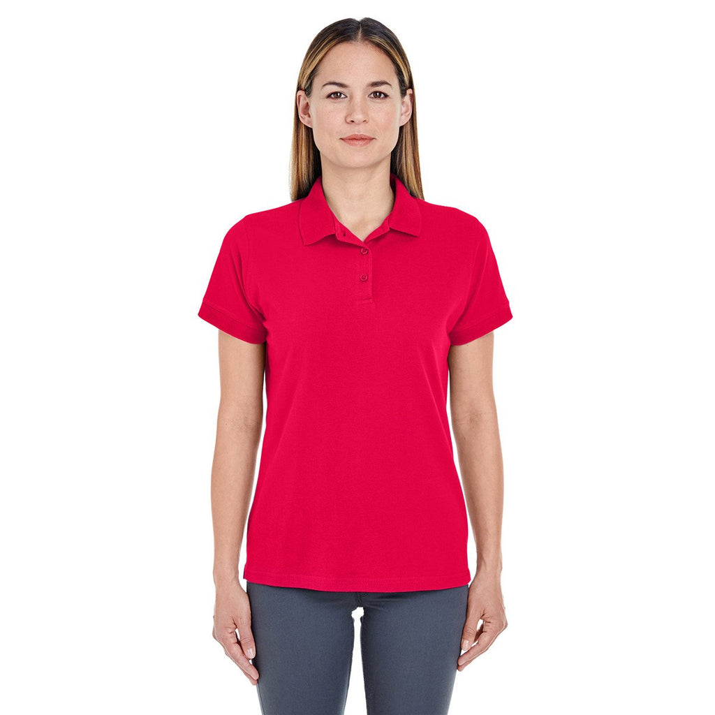 UltraClub Women's Red Basic Pique Polo