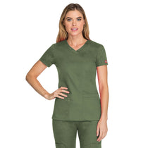Dickies Women's Olive EDS Signature V-Neck Top