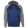 J. America Men's Navy/Charcoal Fleck Colorblock Cosmic Fleece Hooded Pullover Sweatshirt