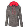 J. America Women's Charcoal Fleck/Fire Coral Cosmic Fleece Contrast Hooded Pullover Sweatshirt