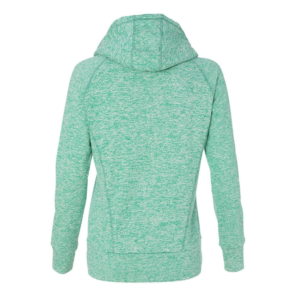 J. America Women's Emerald/Neon Yellow Cosmic Fleece Contrast Hooded Pullover Sweatshirt