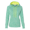 J. America Women's Emerald/Neon Yellow Cosmic Fleece Contrast Hooded Pullover Sweatshirt