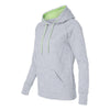 J. America Women's Ice Fleck/Neon Green Cosmic Fleece Contrast Hooded Pullover Sweatshirt