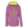 J. America Women's Magenta/Neon Yellow Cosmic Fleece Contrast Hooded Pullover Sweatshirt