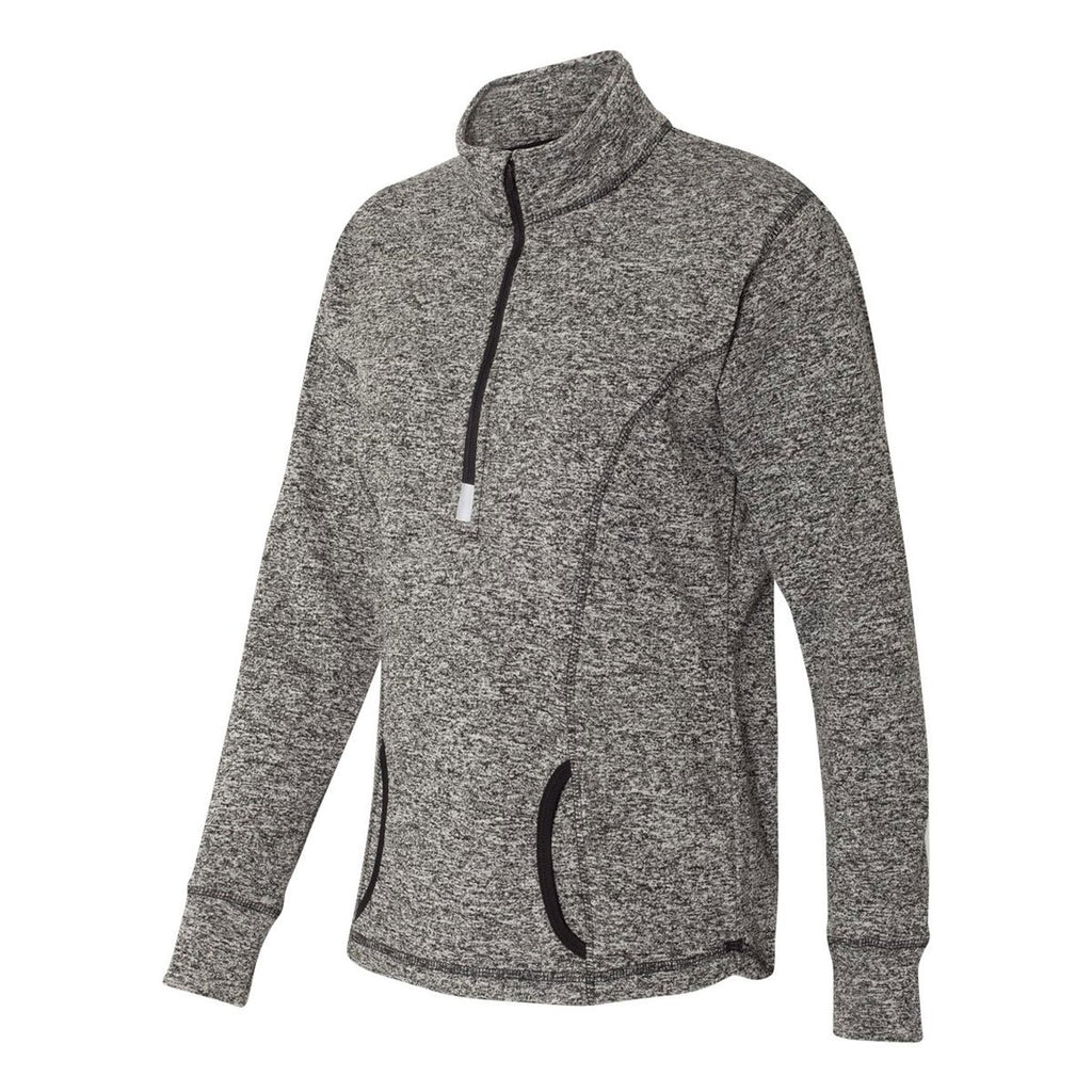 J. America Women's Charcoal Fleck/Black Cosmic Fleece Quarter-Zip Pullover