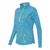 J. America Women's Electric Blue/Neon Green Cosmic Fleece Quarter-Zip Pullover
