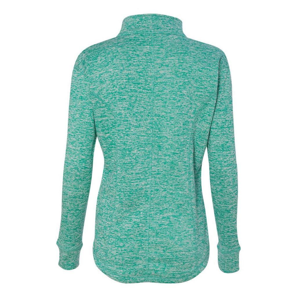 J. America Women's Emerald/Neon Yellow Cosmic Fleece Quarter-Zip Pullover