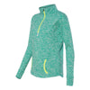 J. America Women's Emerald/Neon Yellow Cosmic Fleece Quarter-Zip Pullover