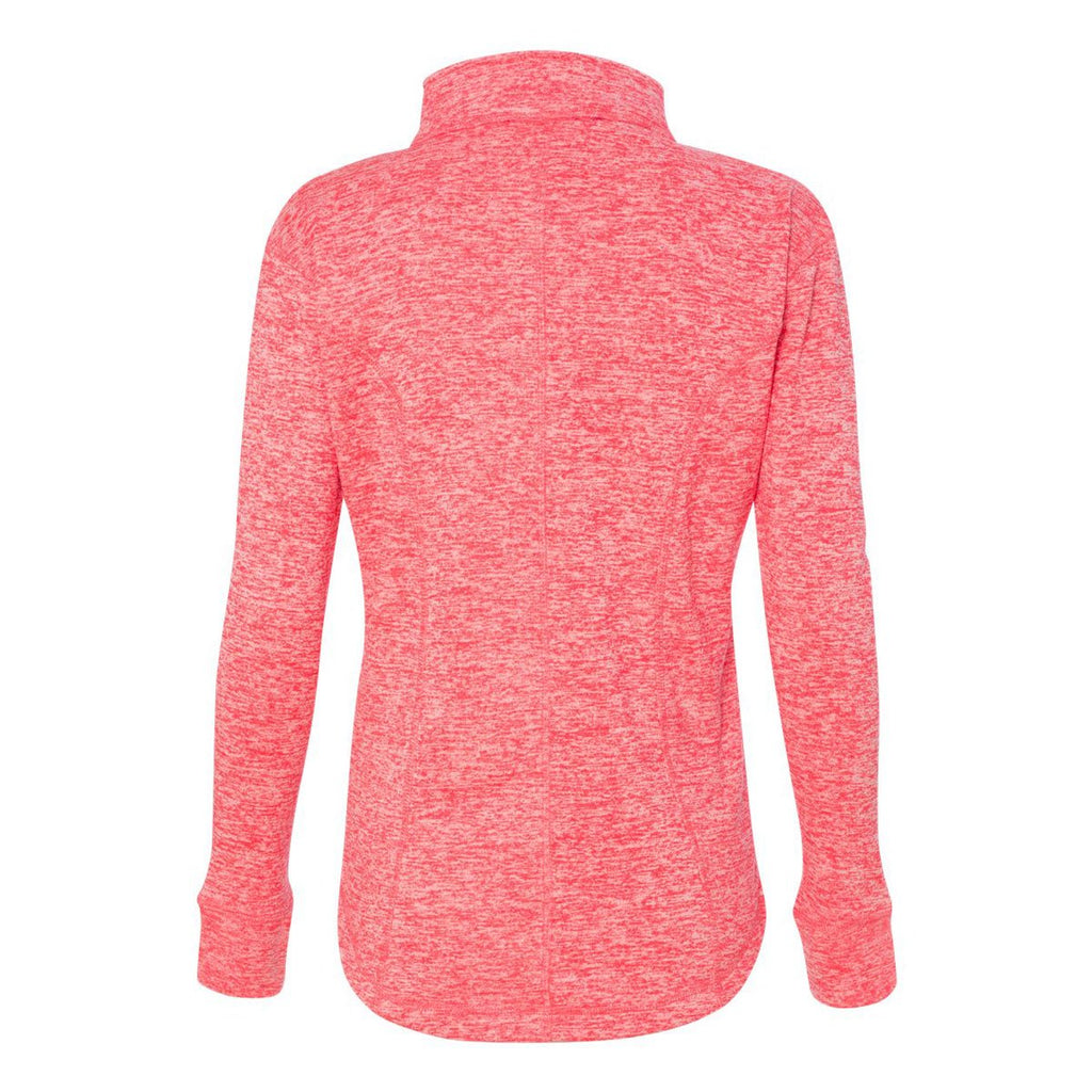 J. America Women's Fire Coral/Magenta Cosmic Fleece Quarter-Zip Pullover