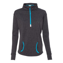 J. America Women's Onyx Fleck/Electric Blue Cosmic Fleece Quarter-Zip Pullover