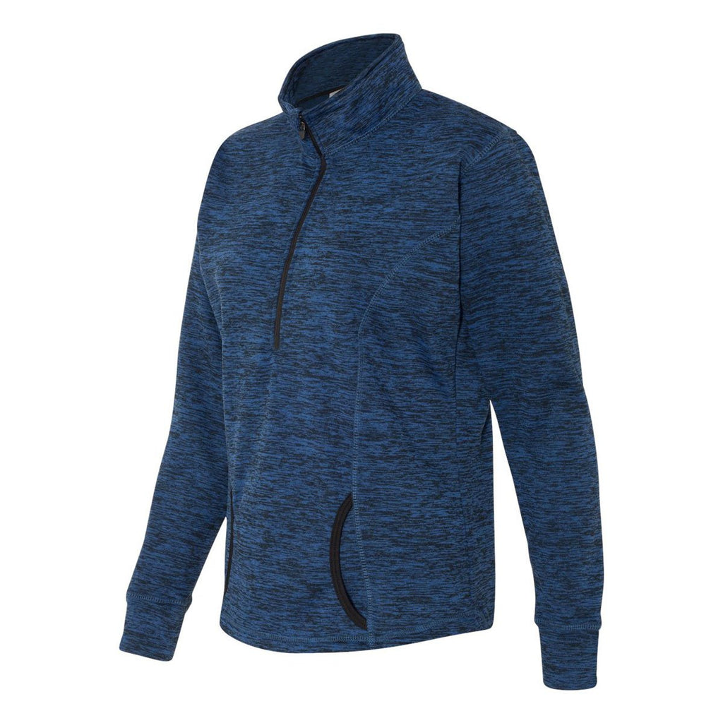 J. America Women's Royal Fleck/Black Cosmic Fleece Quarter-Zip Pullover