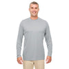UltraClub Men's Grey Cool & Dry Performance Long-Sleeve Top