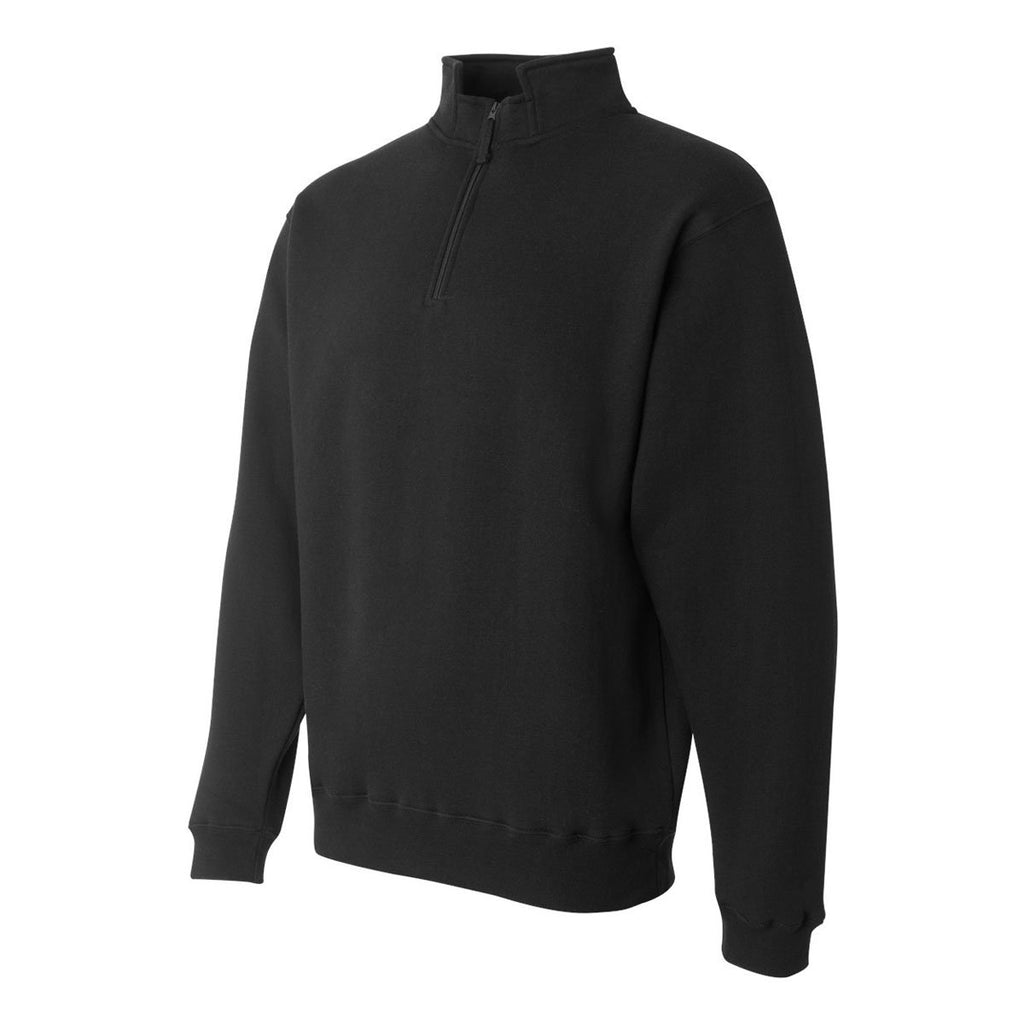 J. America Men's Black Heavyweight Quarter-Zip Fleece Sweatshirt