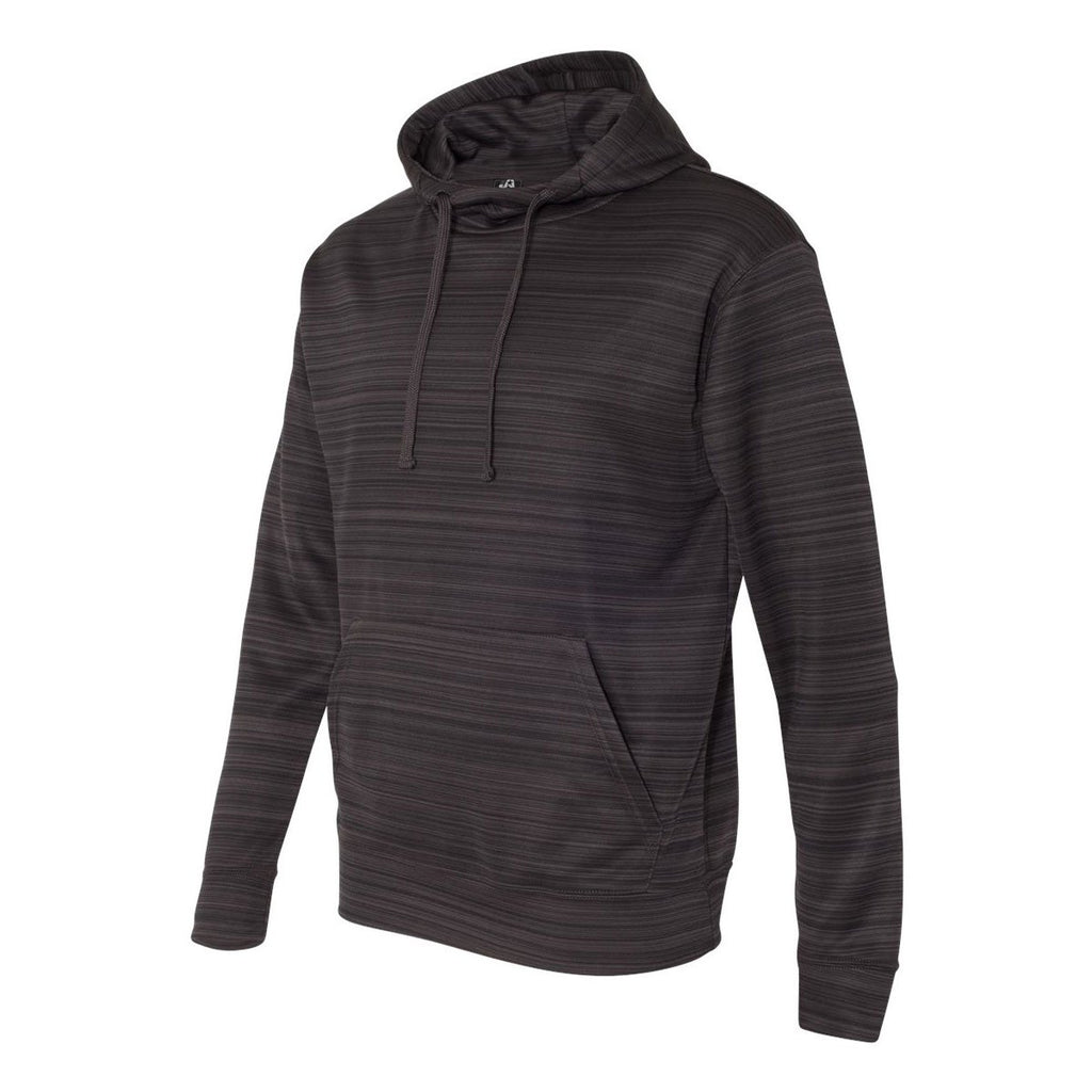 J. America Men's Granite Odyssey Striped Performance Fleece Hooded Pullover Sweatshirt
