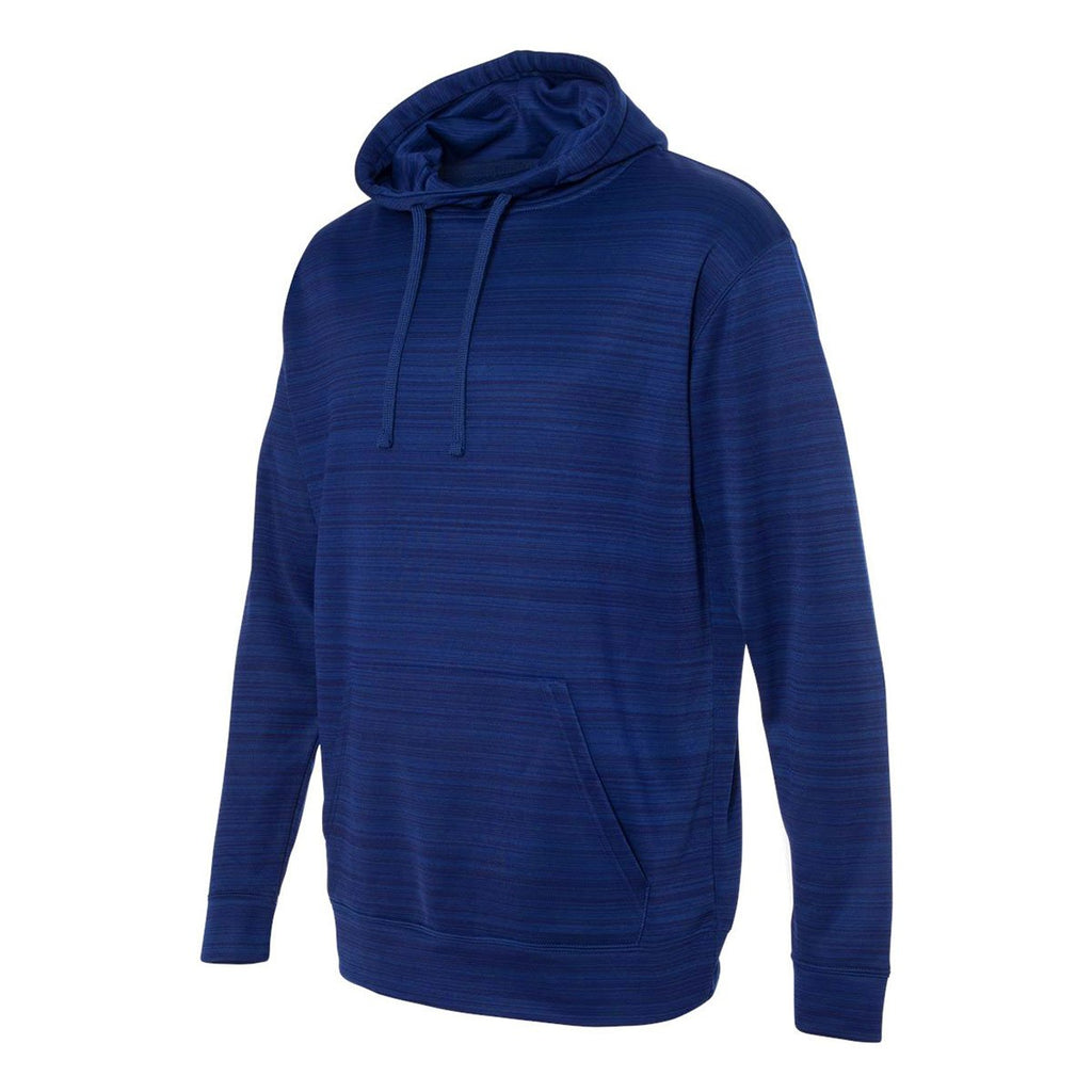 J. America Men's Navy Odyssey Striped Performance Fleece Hooded Pullover Sweatshirt