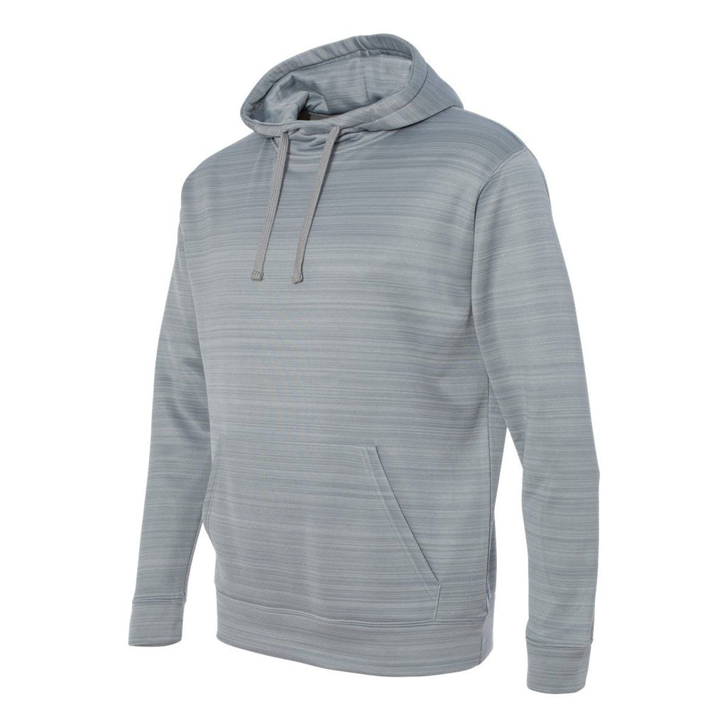 J. America Men's Quarry Odyssey Striped Performance Fleece Hooded Pullover Sweatshirt