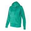 J. America Women's Dynasty Green Stripe Odyssey Striped Performance Fleece Lapover Hooded Sweatshirt