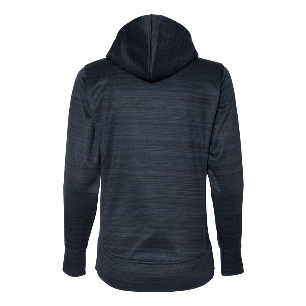 J. America Women's Navy Odyssey Striped Performance Fleece Lapover Hooded Sweatshirt